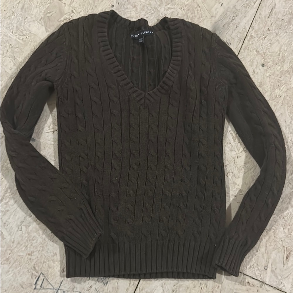 Tommy Hilfiger Brown Cable Knit Sweater